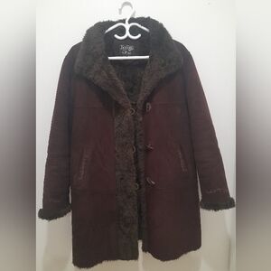 Coat vintage Faux fur brown coat manteau brun PETITE